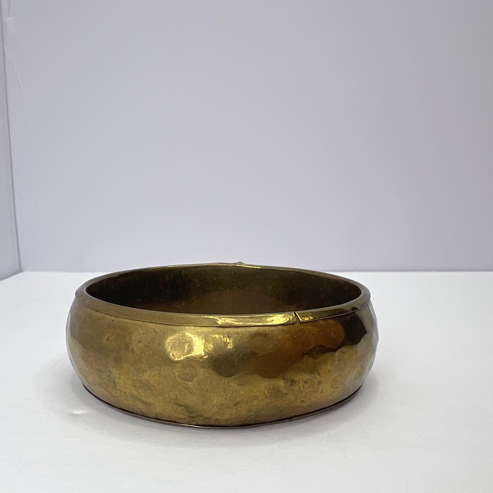 Vintage Hammered Brass Bangle Bracelet Handcrafted Jewelry Boho 70s Chunky Retro